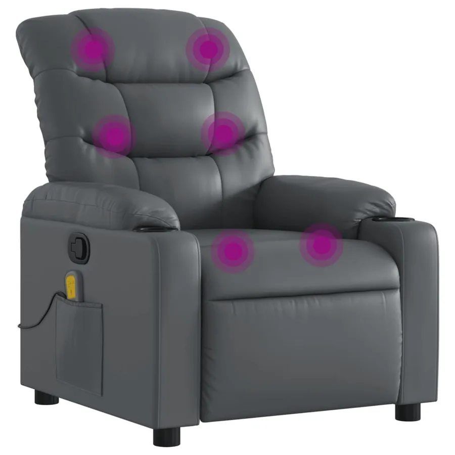 Fauteuil de massage inclinable Gris Similicuir - 2