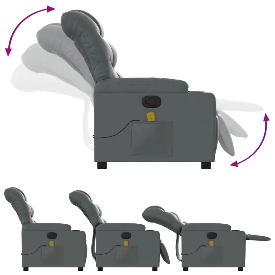 Fauteuil de massage inclinable Gris Similicuir - 5