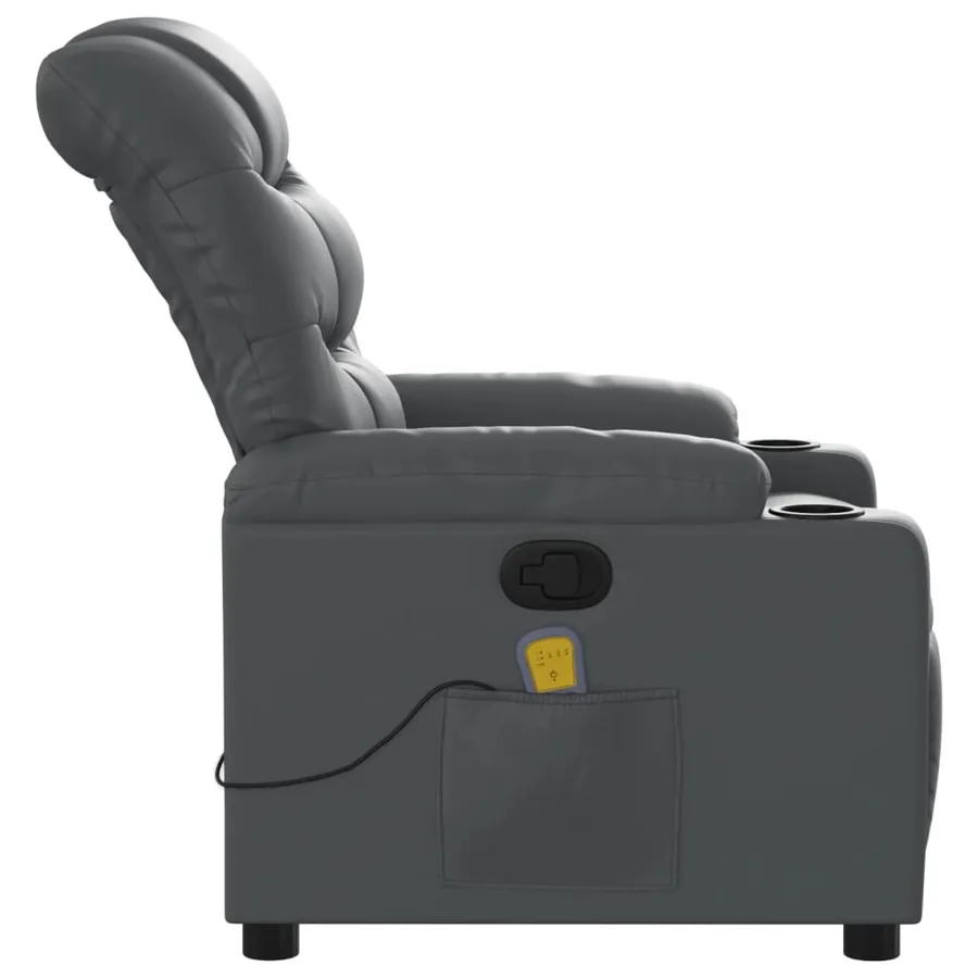 Fauteuil de massage inclinable Gris Similicuir - 8