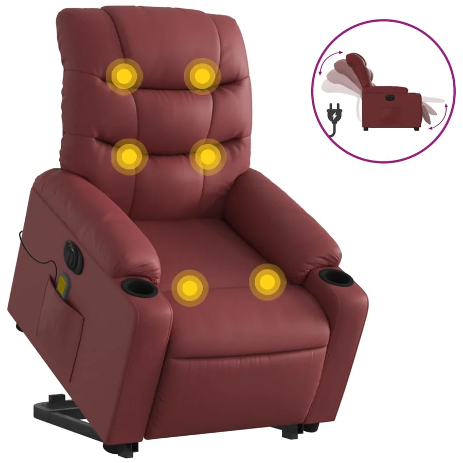 Fauteuil inclinable de massage électrique rouge bordeaux - 2