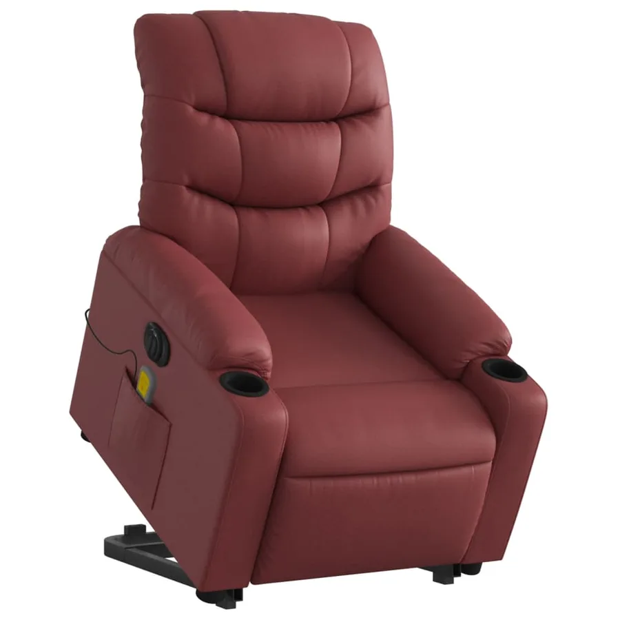 Fauteuil inclinable de massage électrique rouge bordeaux - 3