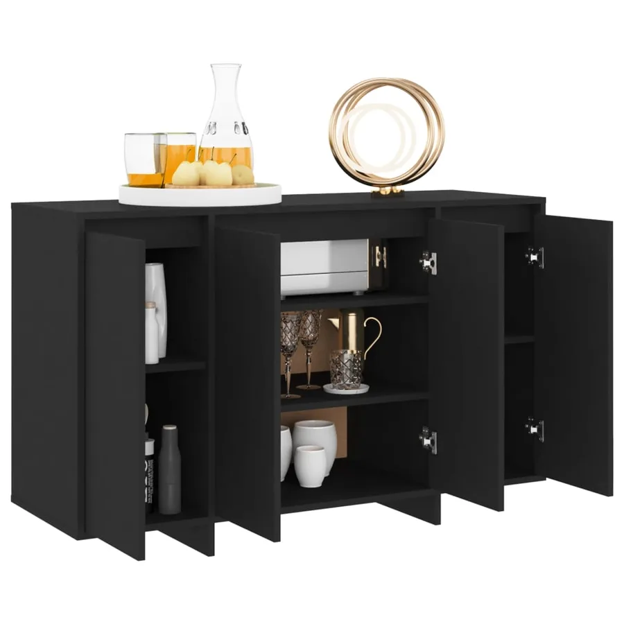 Buffet noir 120x41x75 cm bois d'ingénierie - 3