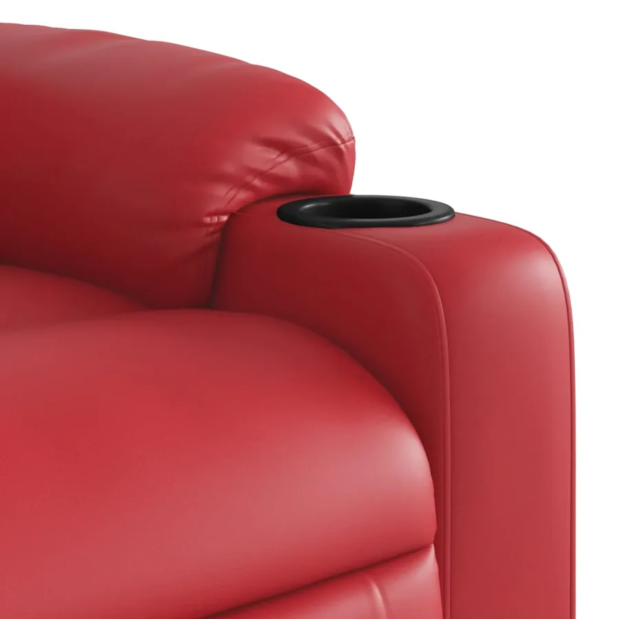 Fauteuil de massage inclinable électrique rouge similicuir - 11