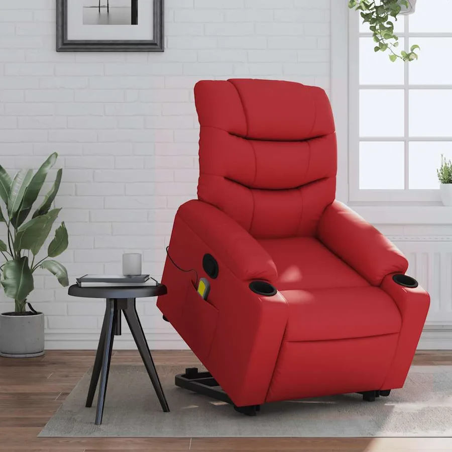 Fauteuil inclinable de massage Rouge Similicuir - 15