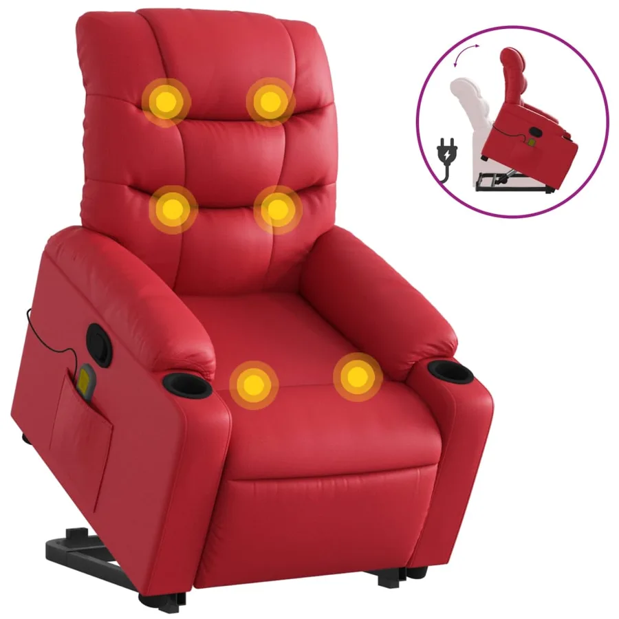 Fauteuil inclinable de massage Rouge Similicuir - 2