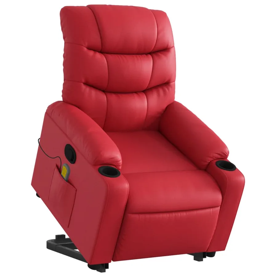 Fauteuil inclinable de massage Rouge Similicuir - 3