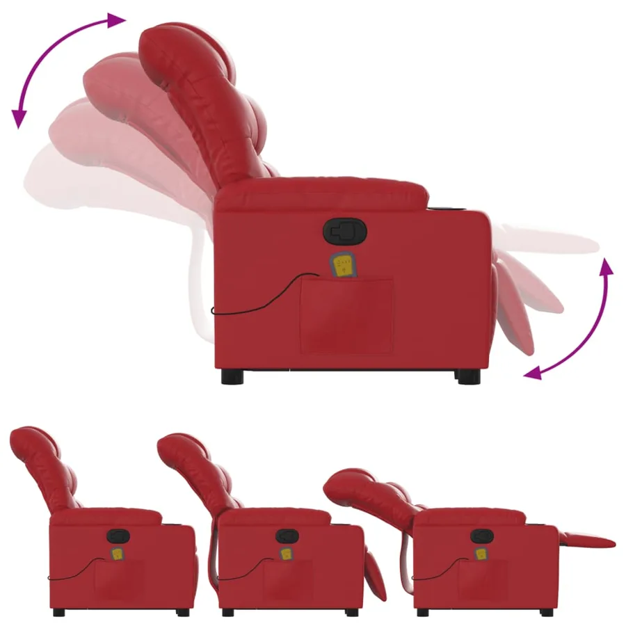 Fauteuil inclinable de massage Rouge Similicuir - 7