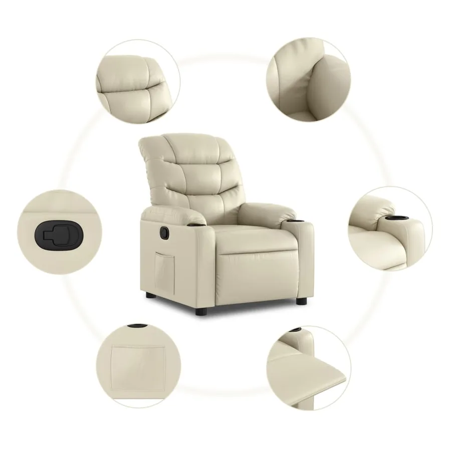 Fauteuil inclinable Crème Similicuir - 5