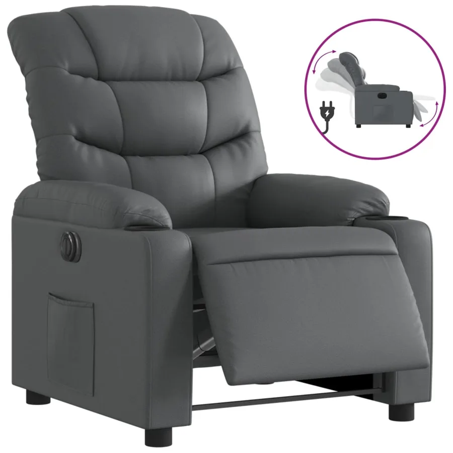 Fauteuil inclinable électrique Gris Similicuir - 2