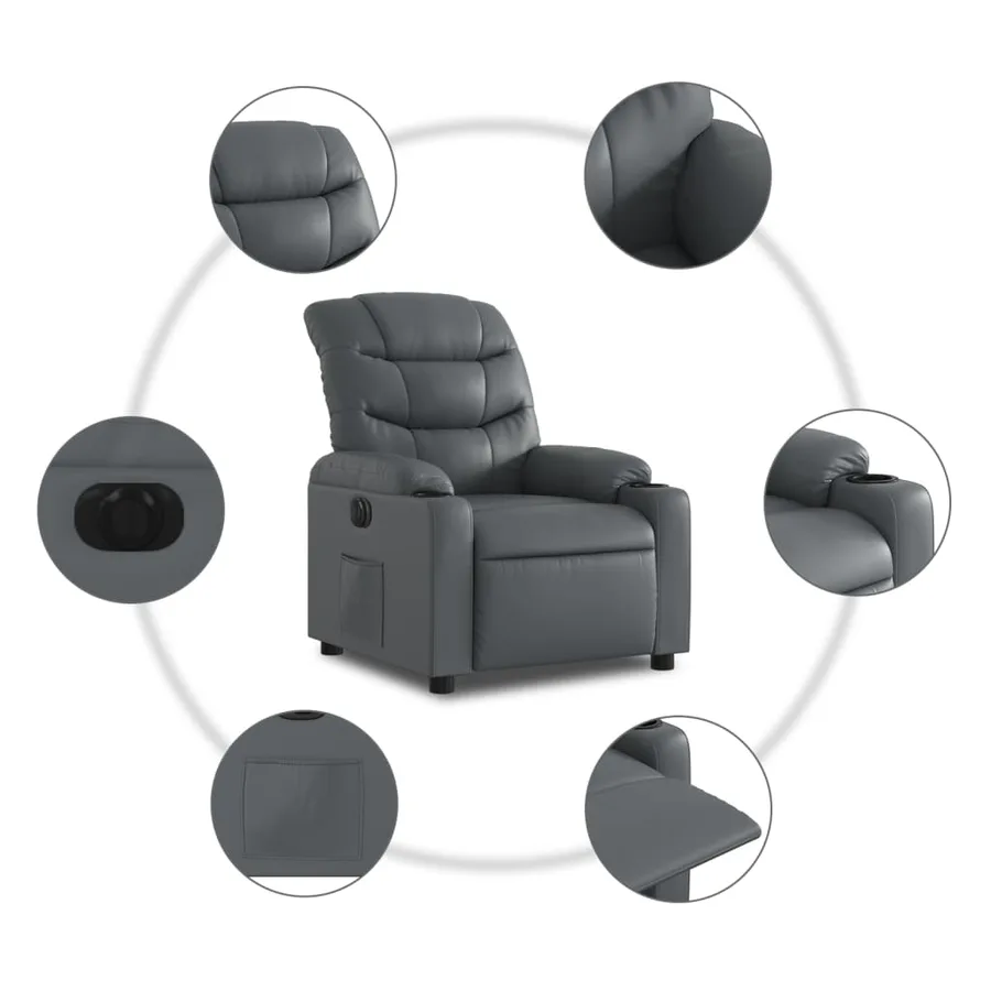 Fauteuil inclinable électrique Gris Similicuir - 8