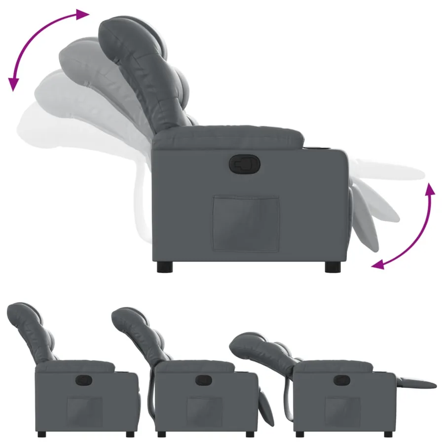 Fauteuil inclinable Gris Similicuir - 4