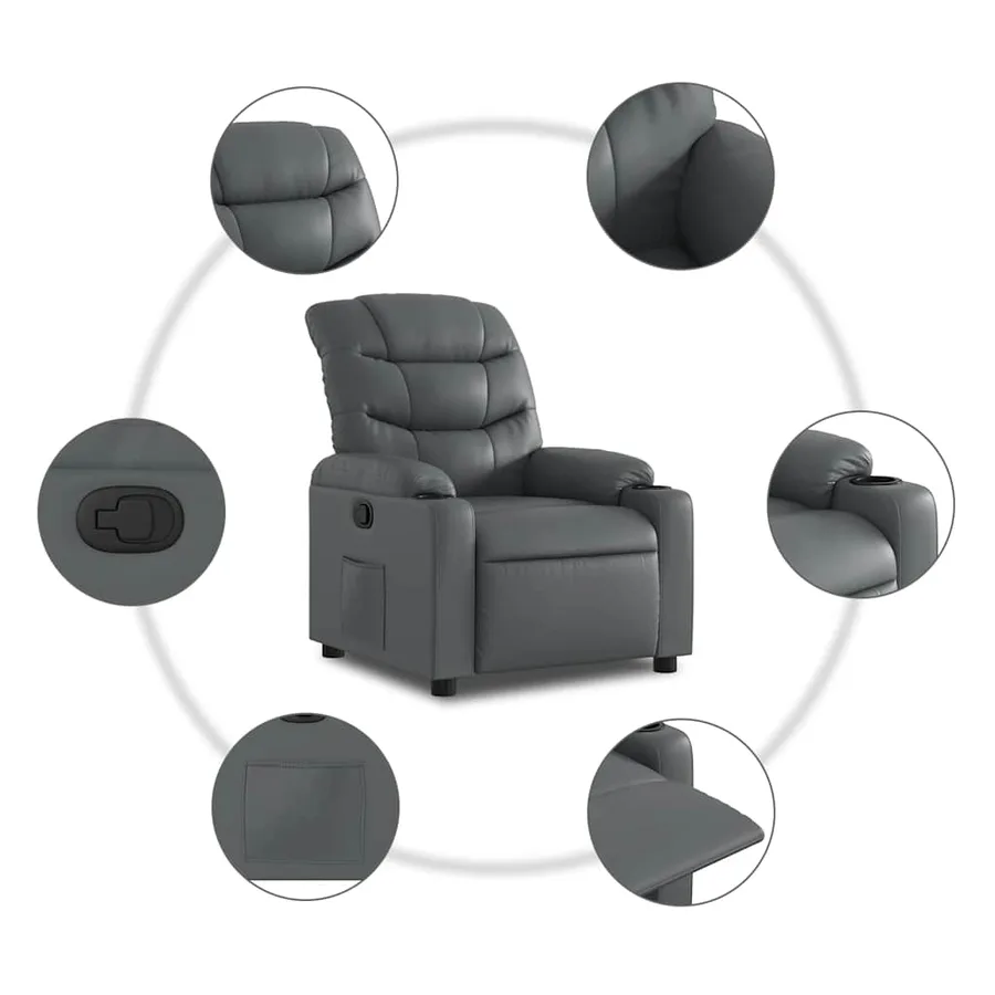 Fauteuil inclinable Gris Similicuir - 5