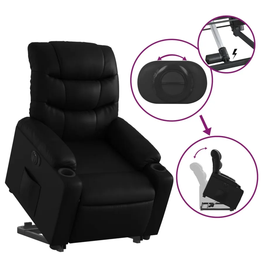 Fauteuil inclinable électrique noir similicuir - 11