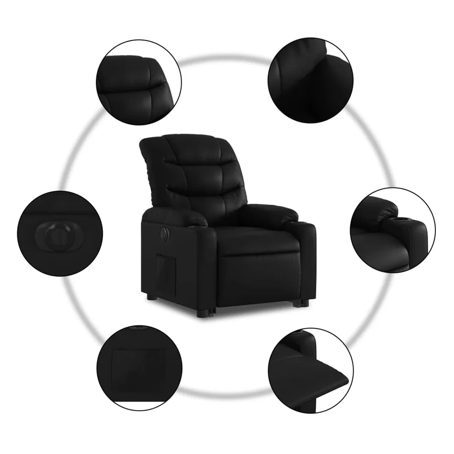 Fauteuil inclinable électrique noir similicuir - 8