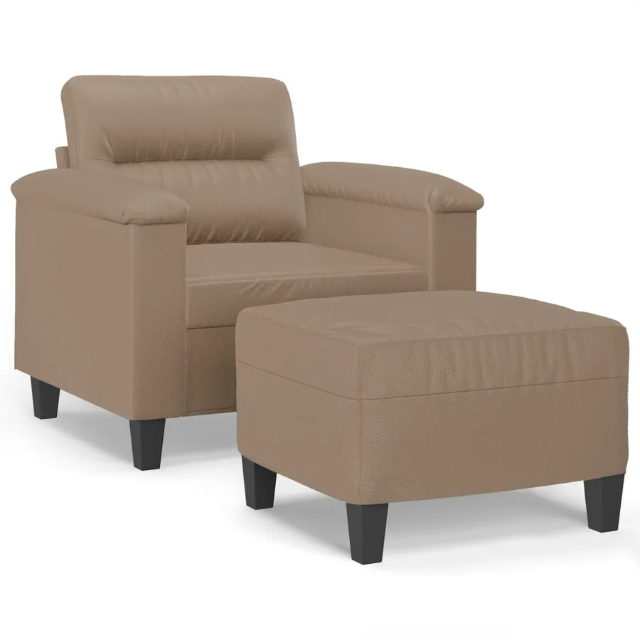 Fauteuil avec repose-pied Cappuccino 60 cm Similicuir - 2