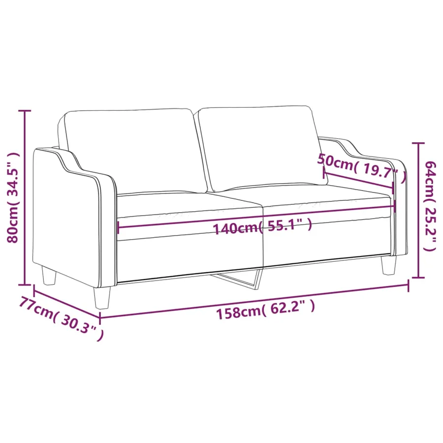 Canapé à 2 places Gris clair 140 cm Tissu - 8