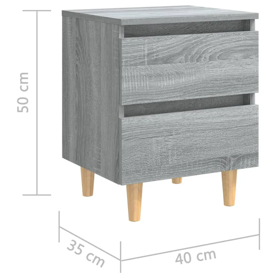 Table de chevet avec pieds en bois Sonoma gris 40x35x50 cm - 8
