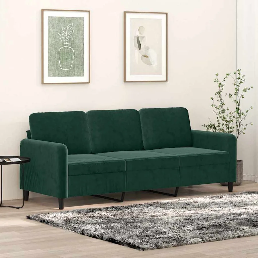 Canapé à 3 places Vert foncé 180 cm Velours