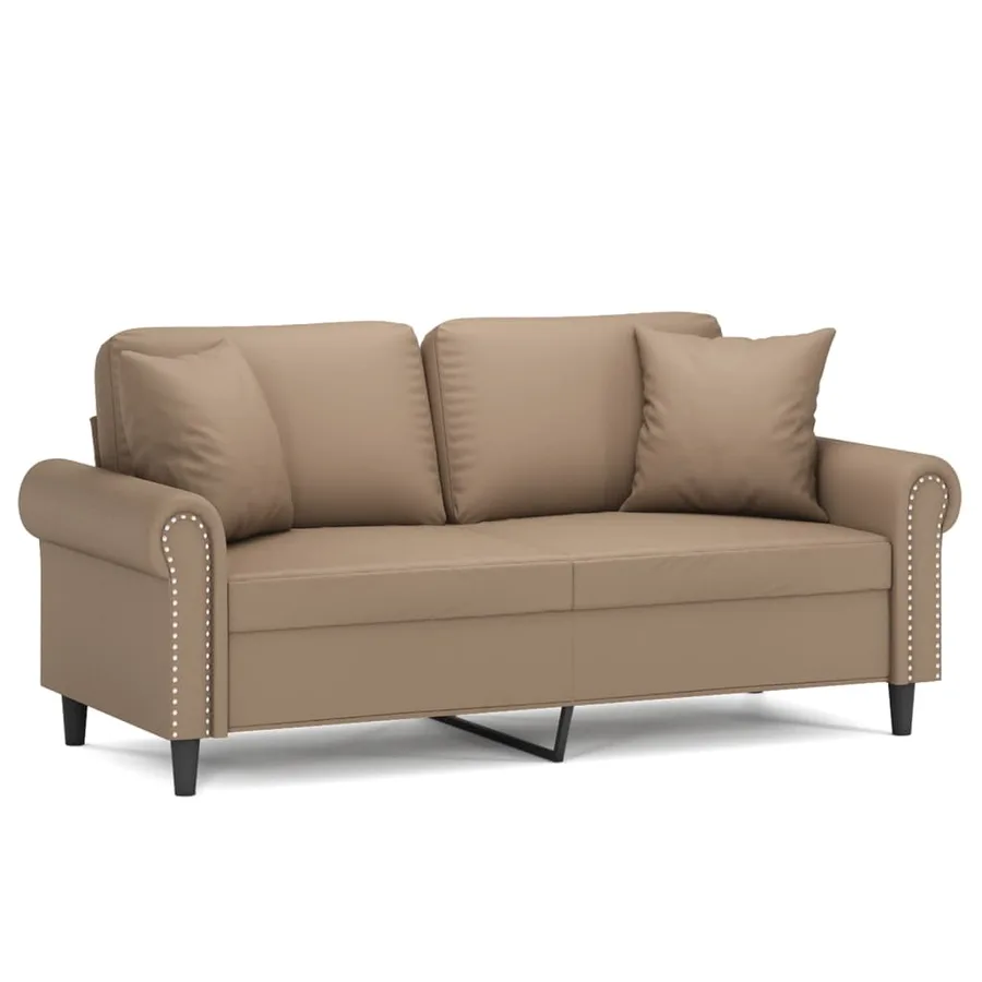 Canapé 2 places avec oreillers cappuccino 140 cm similicuir - 2