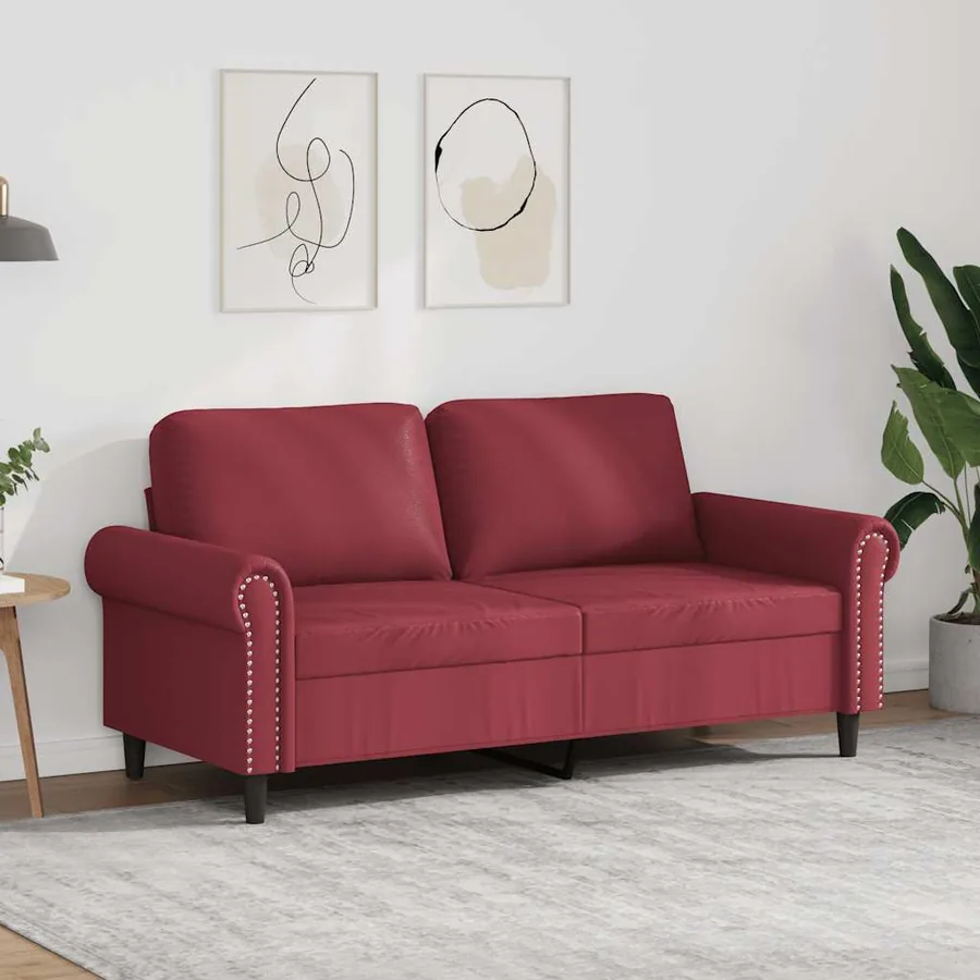 Canapé à 2 places Rouge bordeaux 140 cm Similicuir