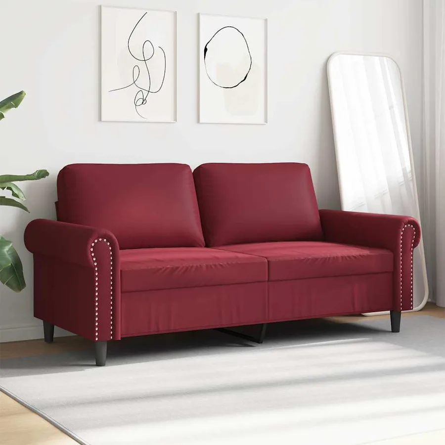 Canapé à 2 places Rouge bordeaux 140 cm Similicuir - 3