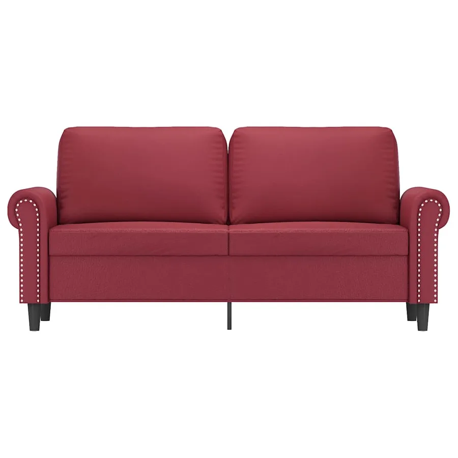Canapé à 2 places Rouge bordeaux 140 cm Similicuir - 4