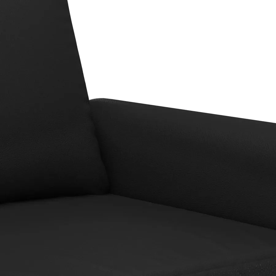 Ensemble de canapés 3 pcs avec coussins noir similicuir - 7