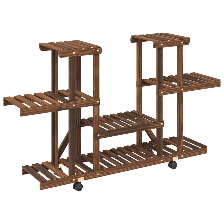 Support à fleurs avec roues 110x25x78 cm bois massif de sapin - 2