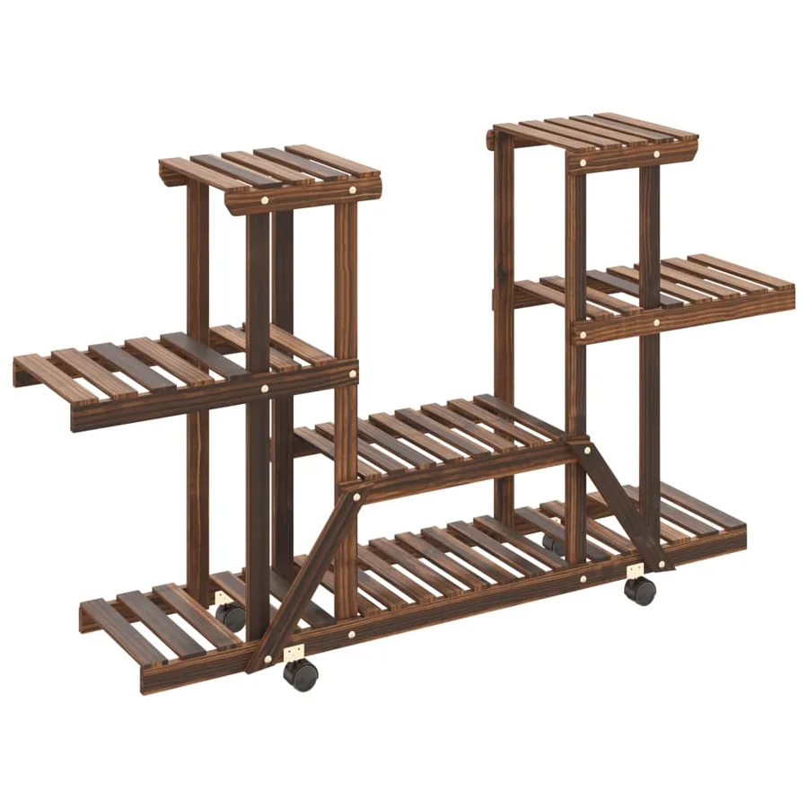 Support à fleurs avec roues 110x25x78 cm bois massif de sapin - 4