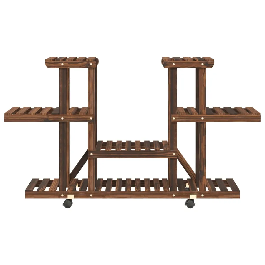 Support à fleurs avec roues 110x25x78 cm bois massif de sapin - 5
