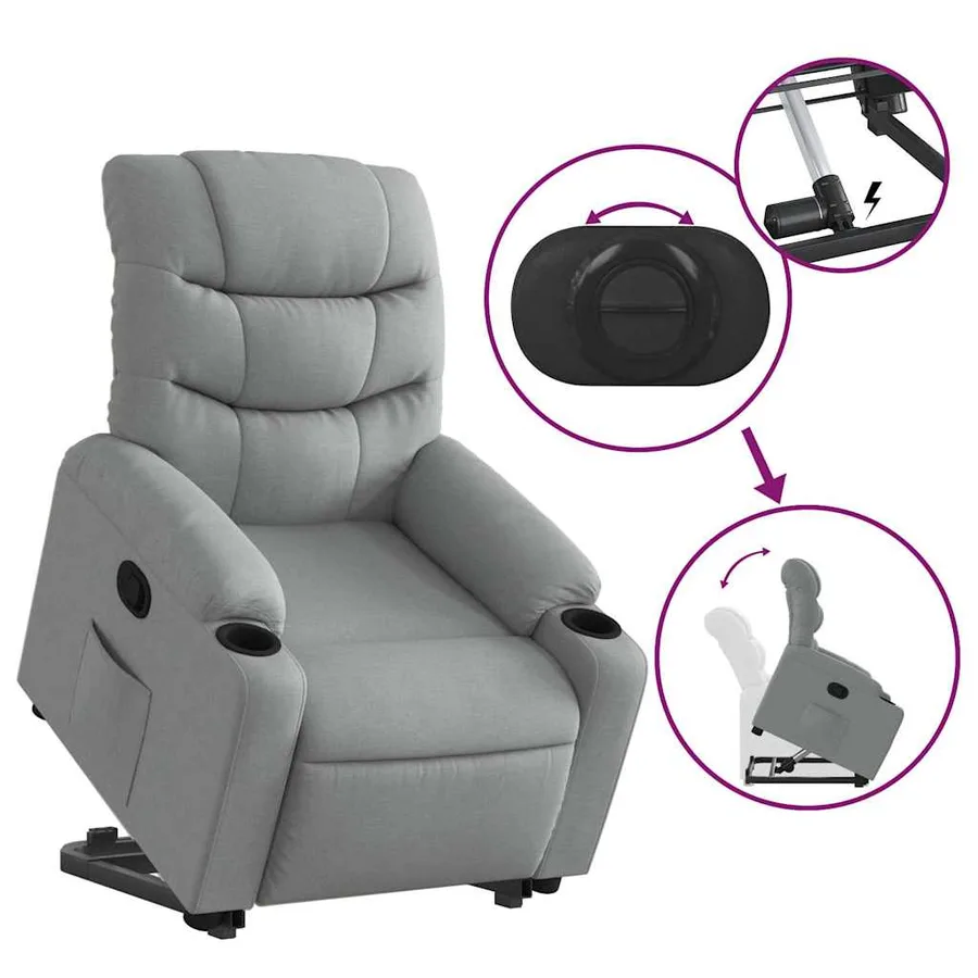 Fauteuil inclinable Gris clair Tissu - 6