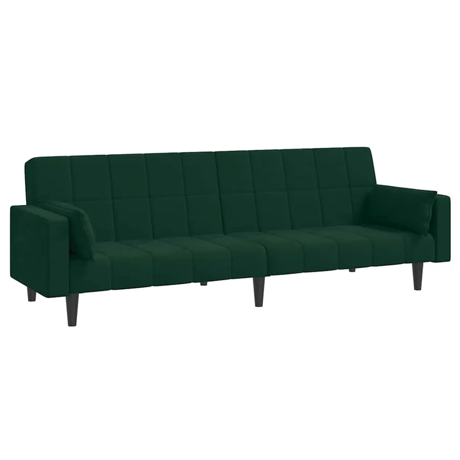 Canapé-lit à 2 places avec deux oreillers Vert foncé Velours - 2
