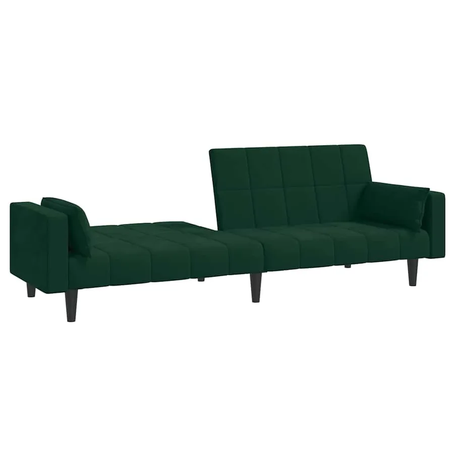 Canapé-lit à 2 places avec deux oreillers Vert foncé Velours - 4