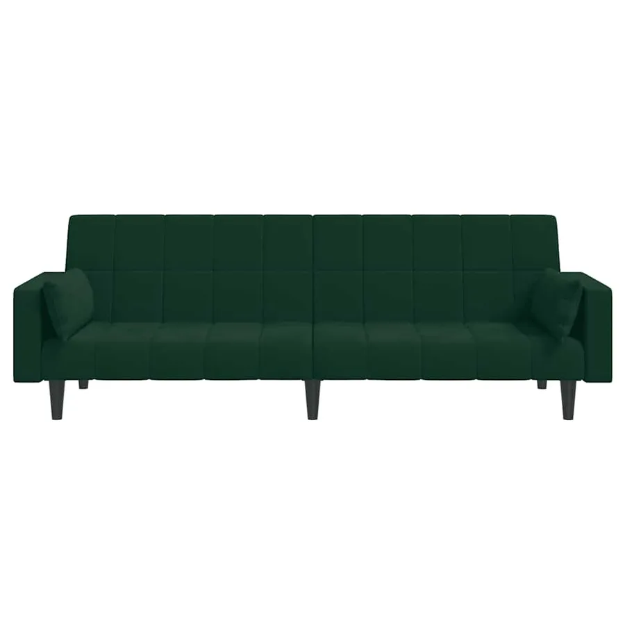 Canapé-lit à 2 places avec deux oreillers Vert foncé Velours - 5