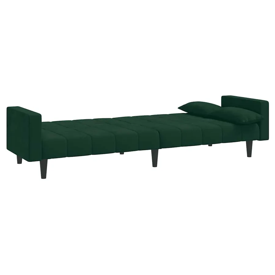 Canapé-lit à 2 places avec deux oreillers Vert foncé Velours - 6
