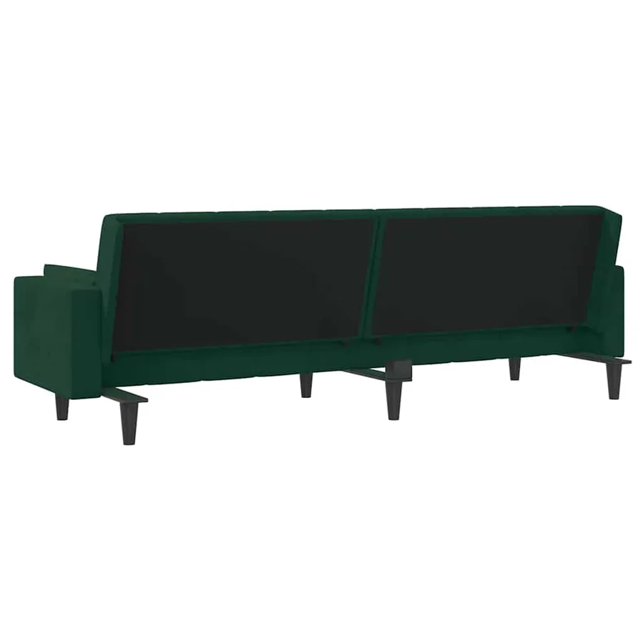 Canapé-lit à 2 places avec deux oreillers Vert foncé Velours - 8