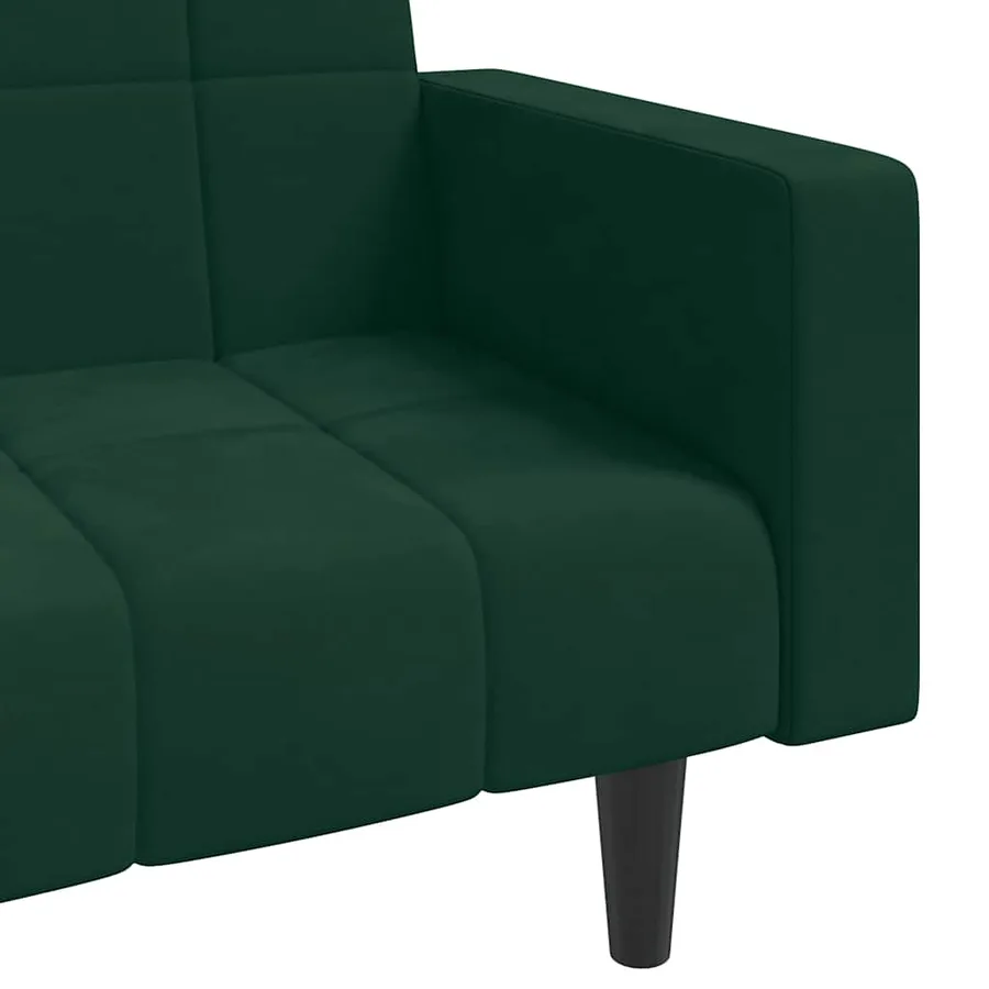 Canapé-lit à 2 places avec deux oreillers Vert foncé Velours - 9