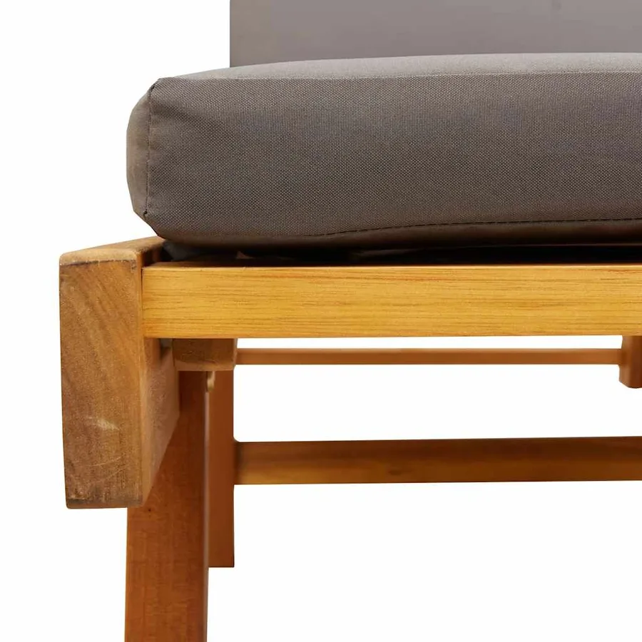 Chaises longues lot de 2 avec table bois massif d'acacia - 9