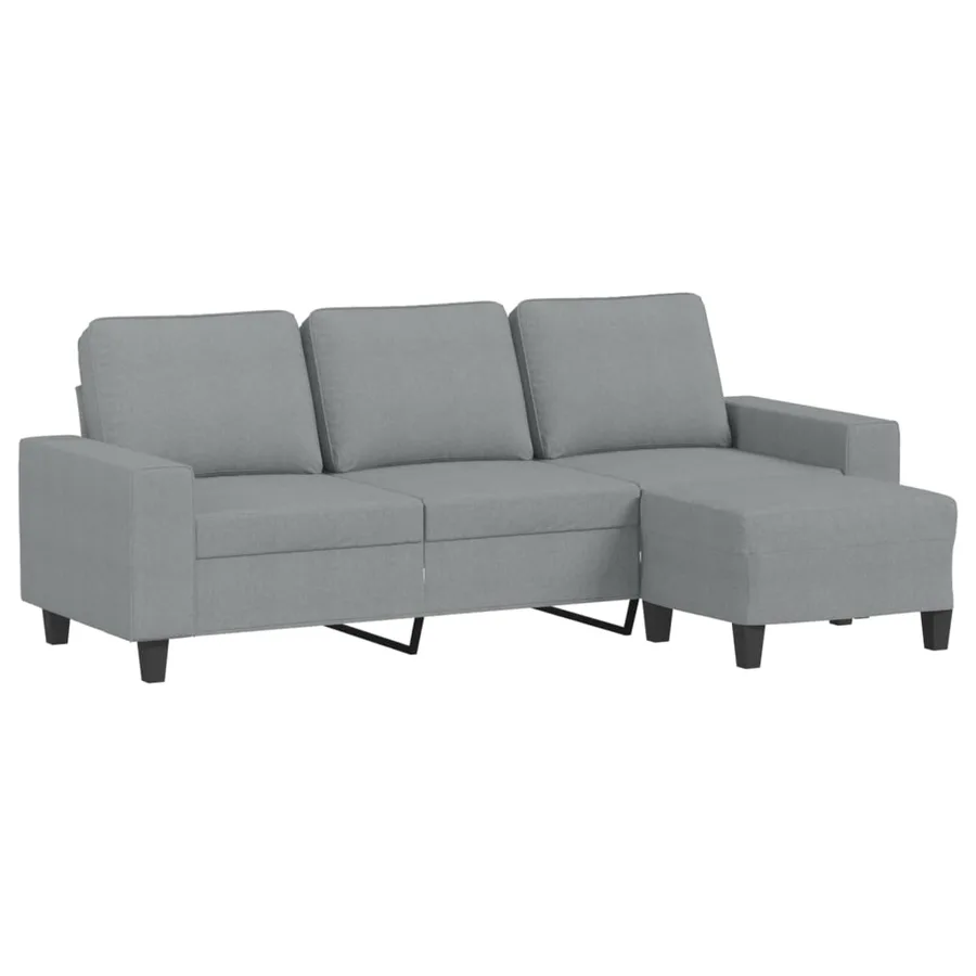 Canapé à 3 places avec repose-pieds Gris clair 180 cm Tissu - 2