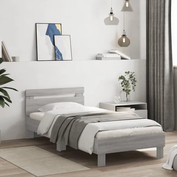 Cadre de lit sans matelas avec tête de lit 90x200 cm