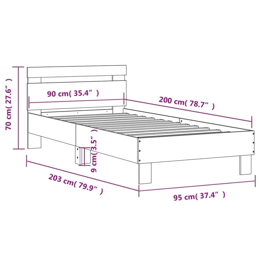 Cadre de lit sans matelas avec tête de lit blanc 90x200 cm - 10