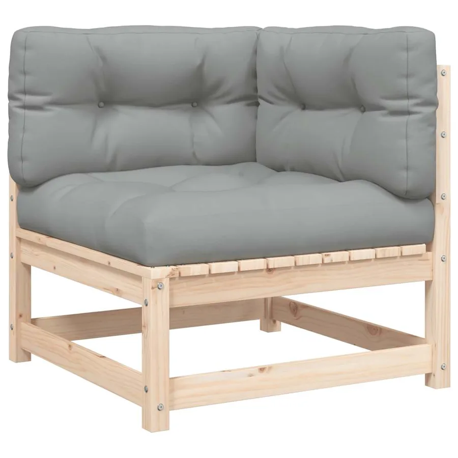 Canapé d'angle de jardin avec coussins bois de pin solide - 2