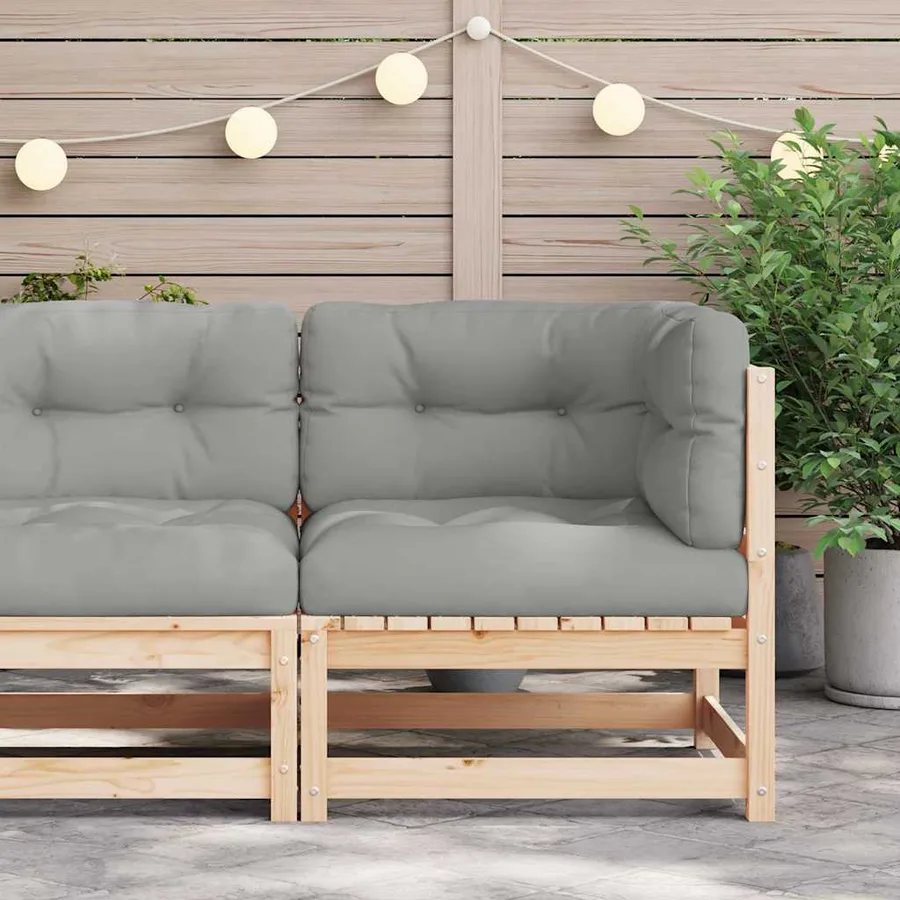 Canapé d'angle de jardin avec coussins bois de pin solide - 3