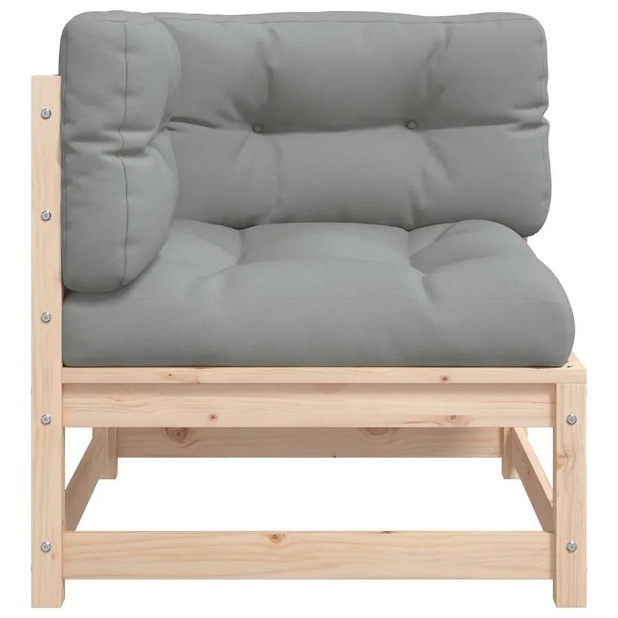 Canapé d'angle de jardin avec coussins bois de pin solide - 5
