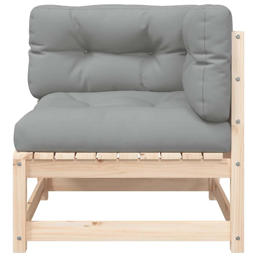 Canapé d'angle de jardin avec coussins bois de pin solide - 6