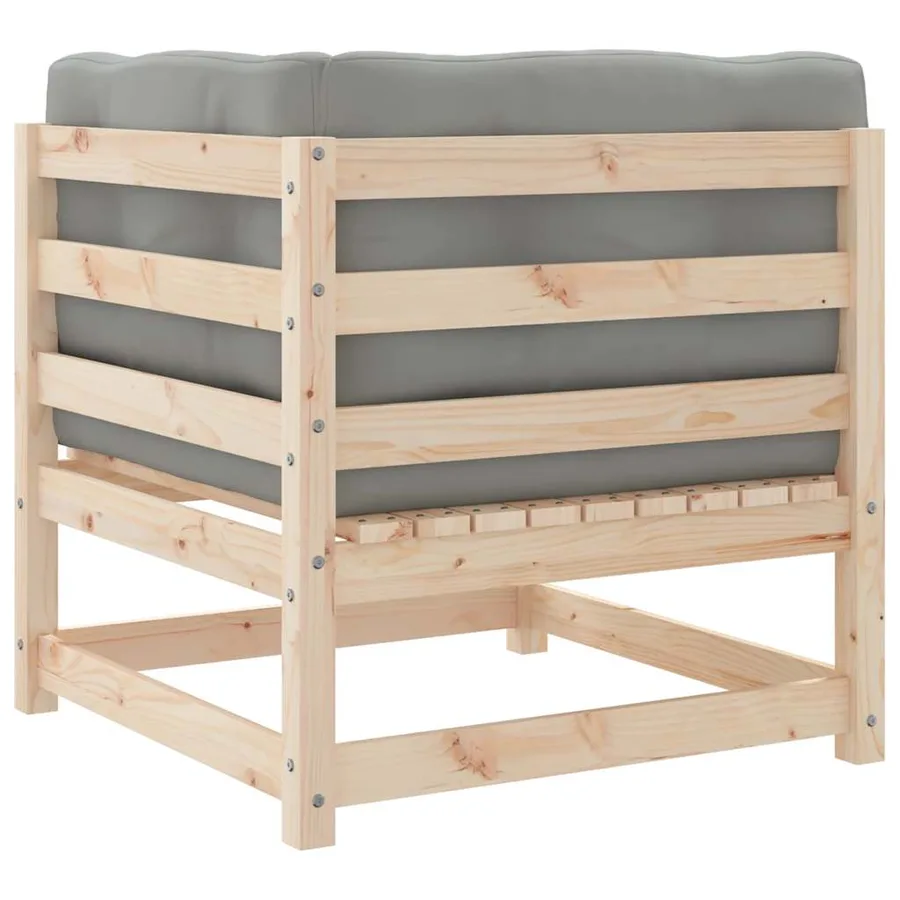 Canapé d'angle de jardin avec coussins bois de pin solide - 7