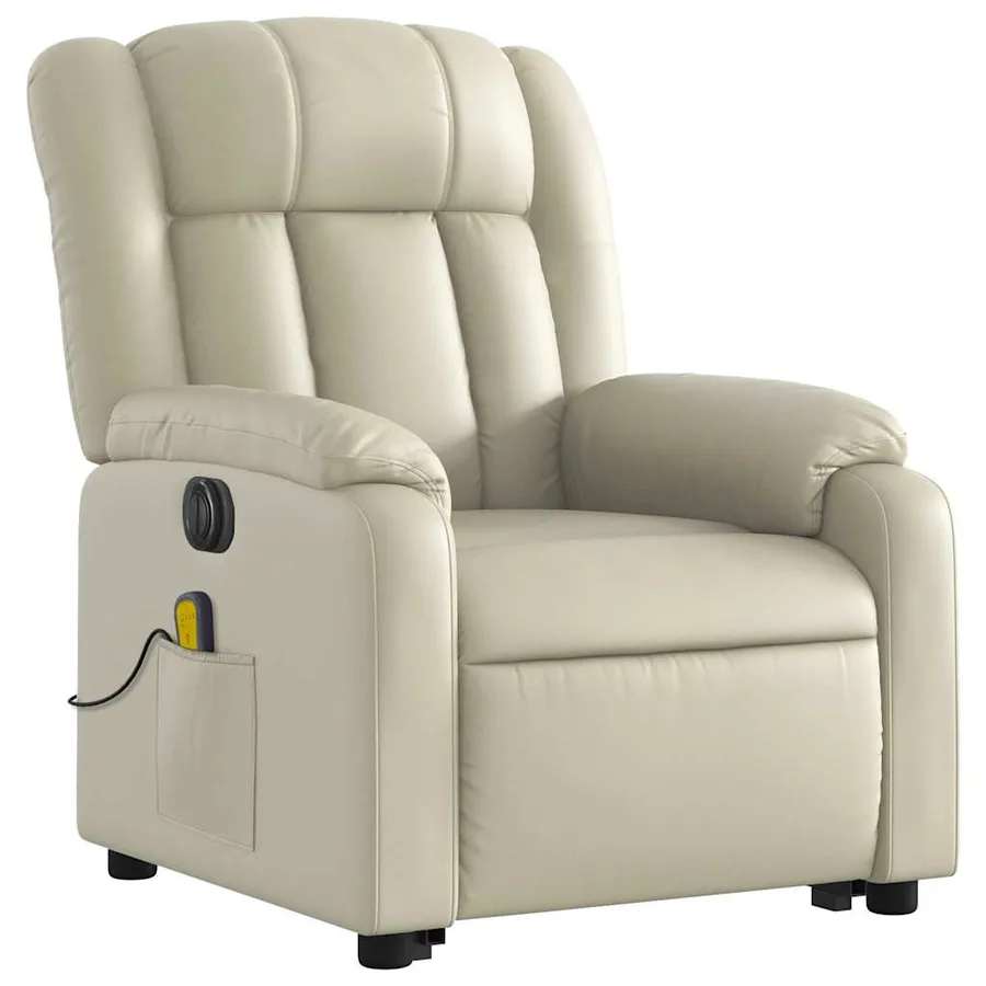 Fauteuil inclinable de massage électrique crème similicuir - 4