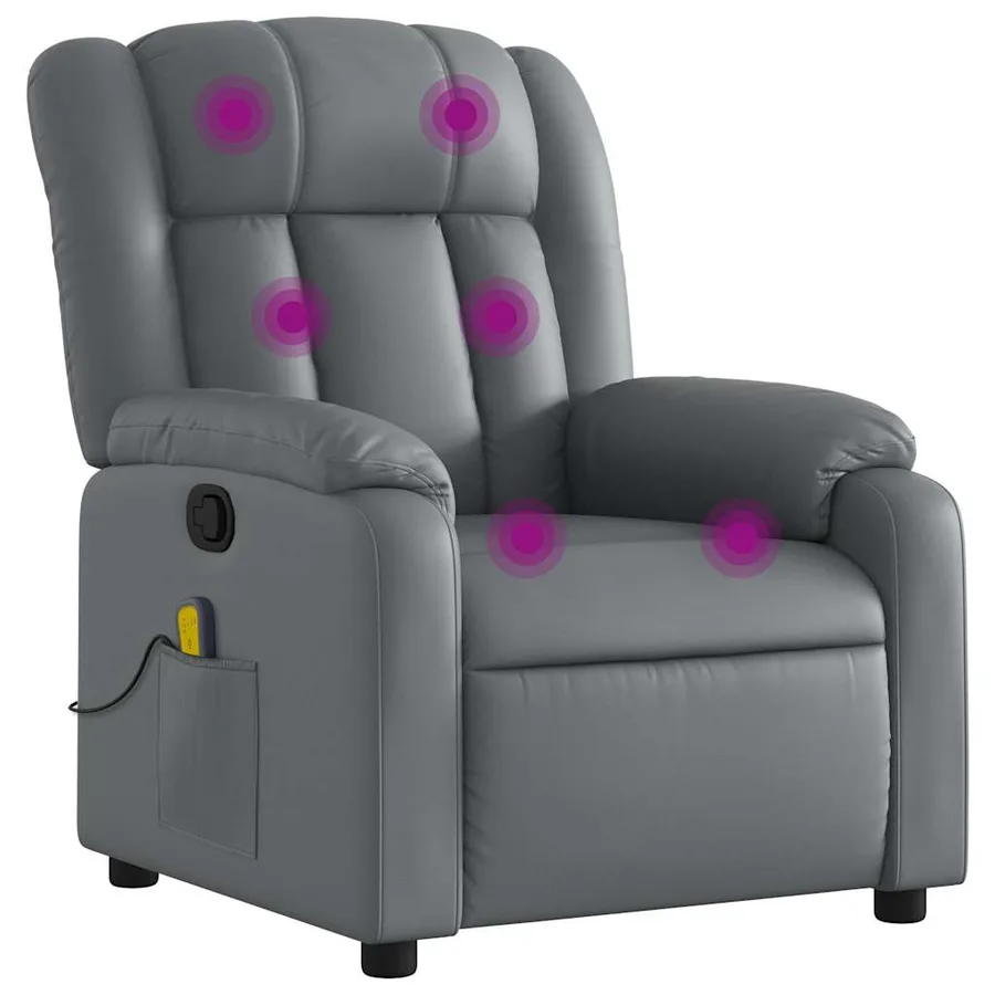 Fauteuil de massage inclinable Gris Similicuir - 2