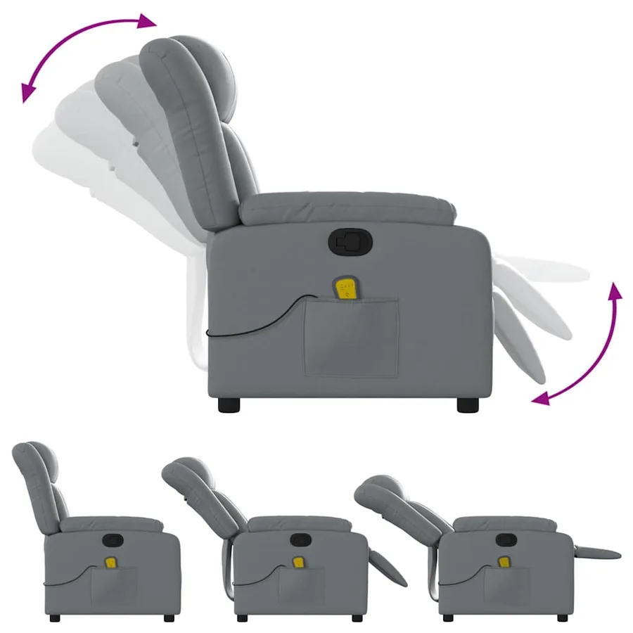 Fauteuil de massage inclinable Gris Similicuir - 6