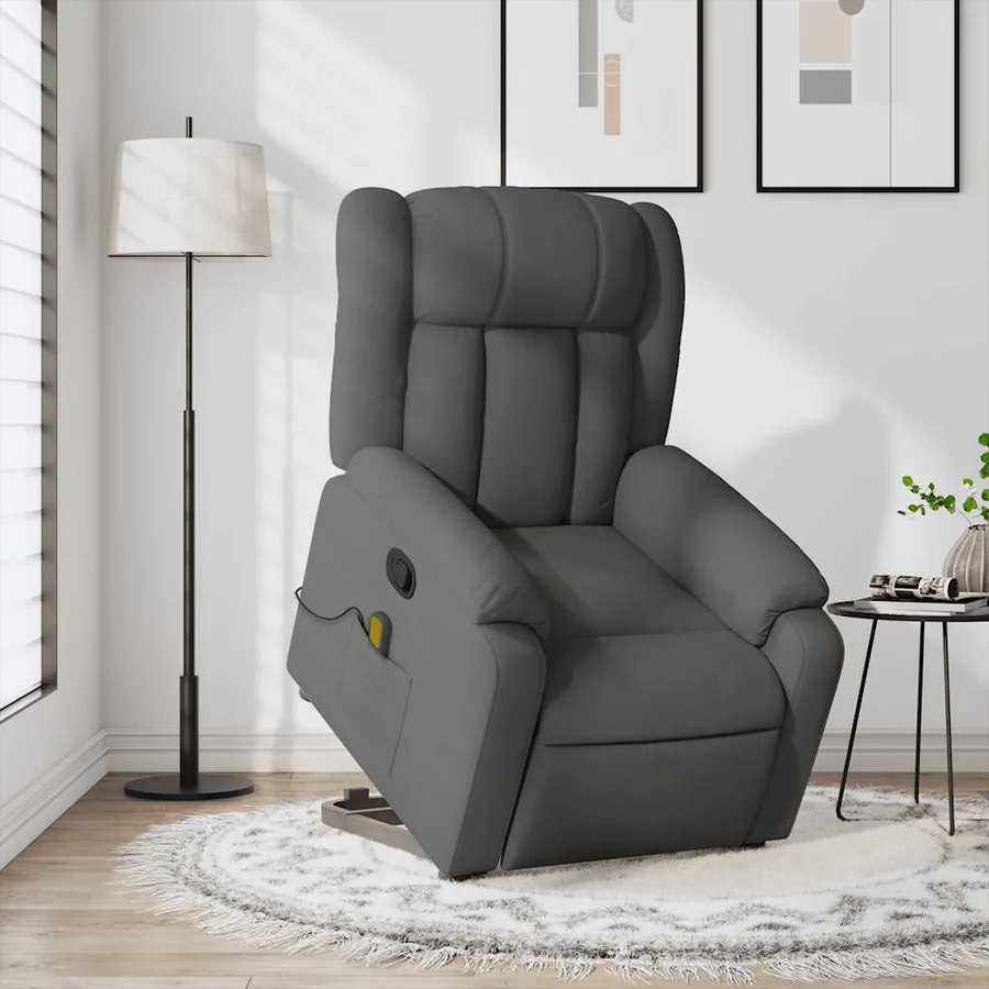 Fauteuil de massage inclinable Gris foncé Tissu - 15